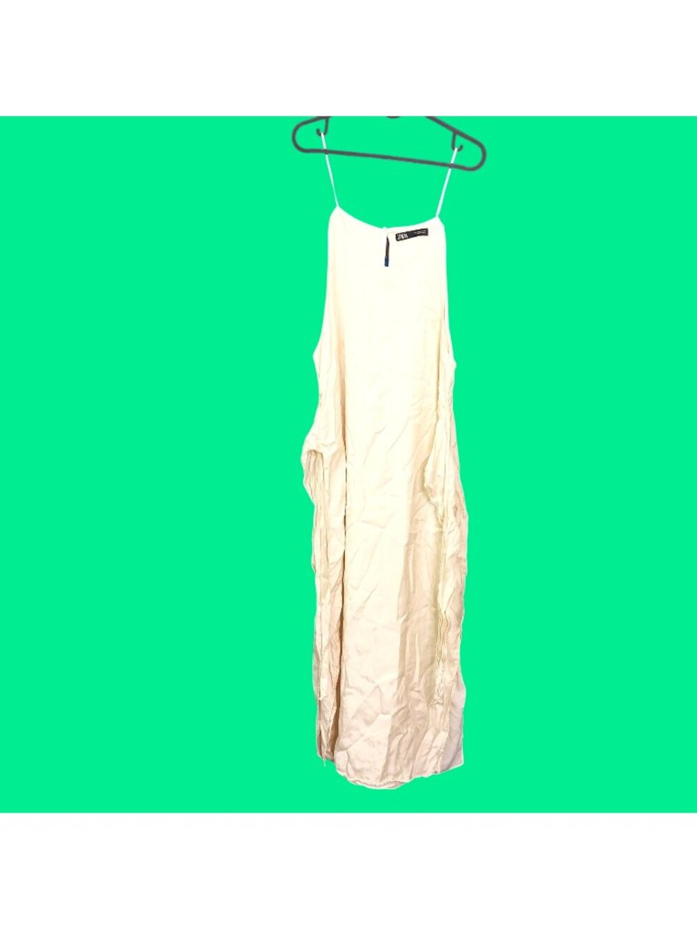 Zara Womens Cream Sleeveless Maxi Dress With Adjustable Straps Lightweight & Flo